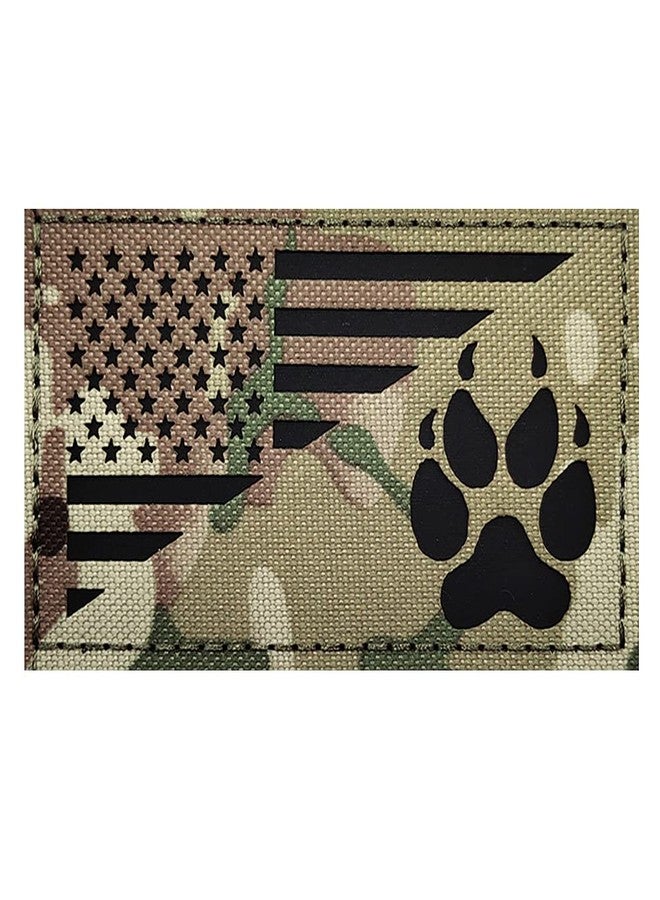 EHOPE IR Reflective Service Dog Patch US Flag Tactical Dog Paw Patches Vests/Harnesses Fastener Hook & Loop Patch (3.54 * 1.97In) - Image 1